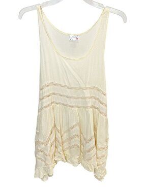 Intimately Free People Voile Trapeze Slip Dress Ivory Polka Dot Boho - MEDIUM